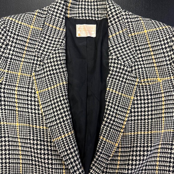 Vintage Pendleton Women's 100% Virgin Wool Houndstooth Plaid Blazer Size Medium - Picture 3 of 9